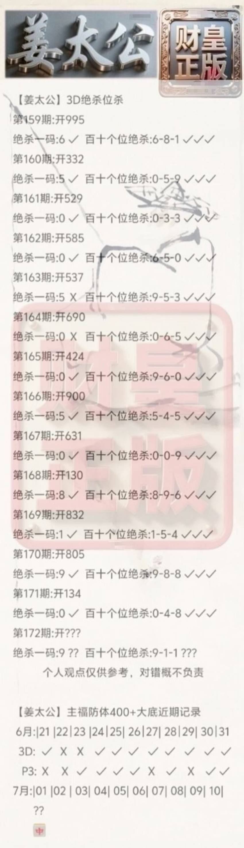 7.1福彩3D名家分享