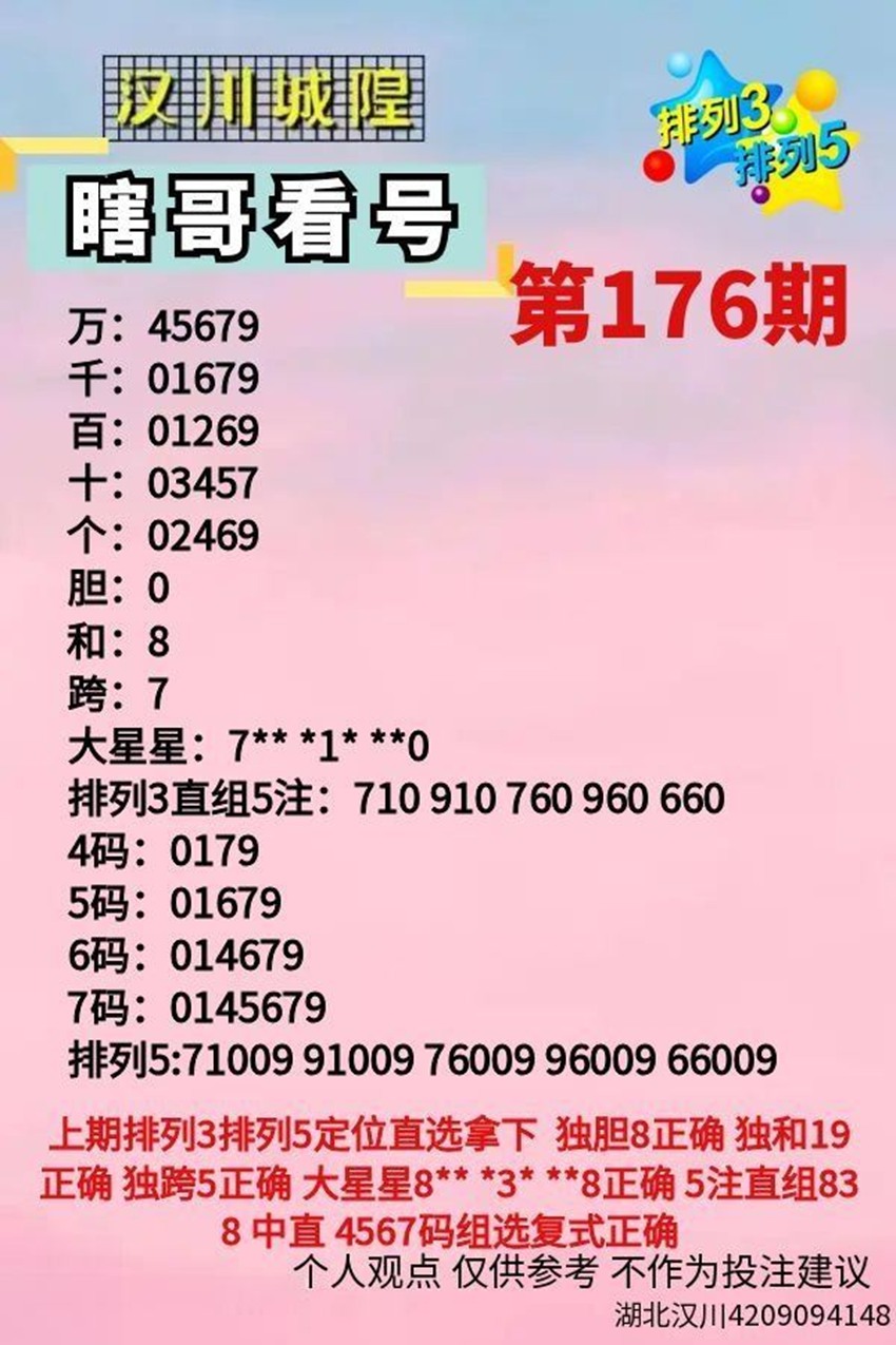 7.5排列三名家分享
