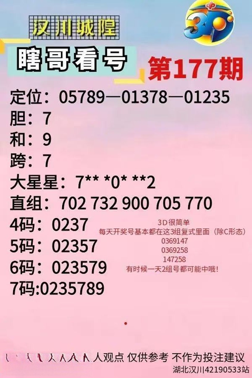 7.6福彩3D名家分享