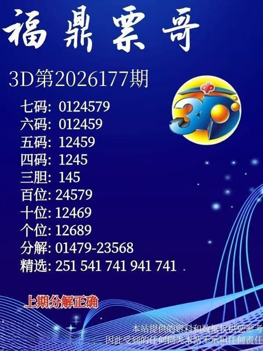 7.6福彩3D名家分享