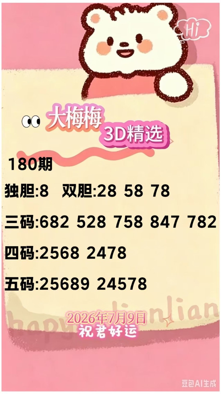 7.9福彩3D名家分享