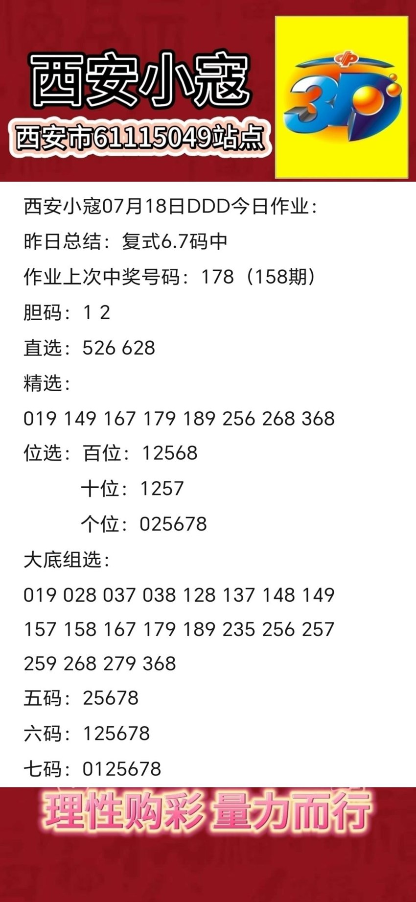 7.18福彩3D名家分享