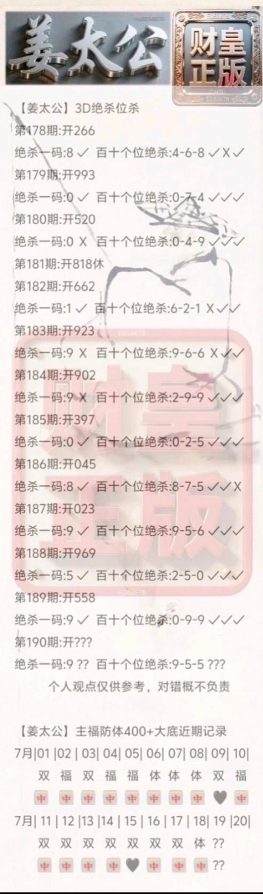 7.19福彩3D名家分享