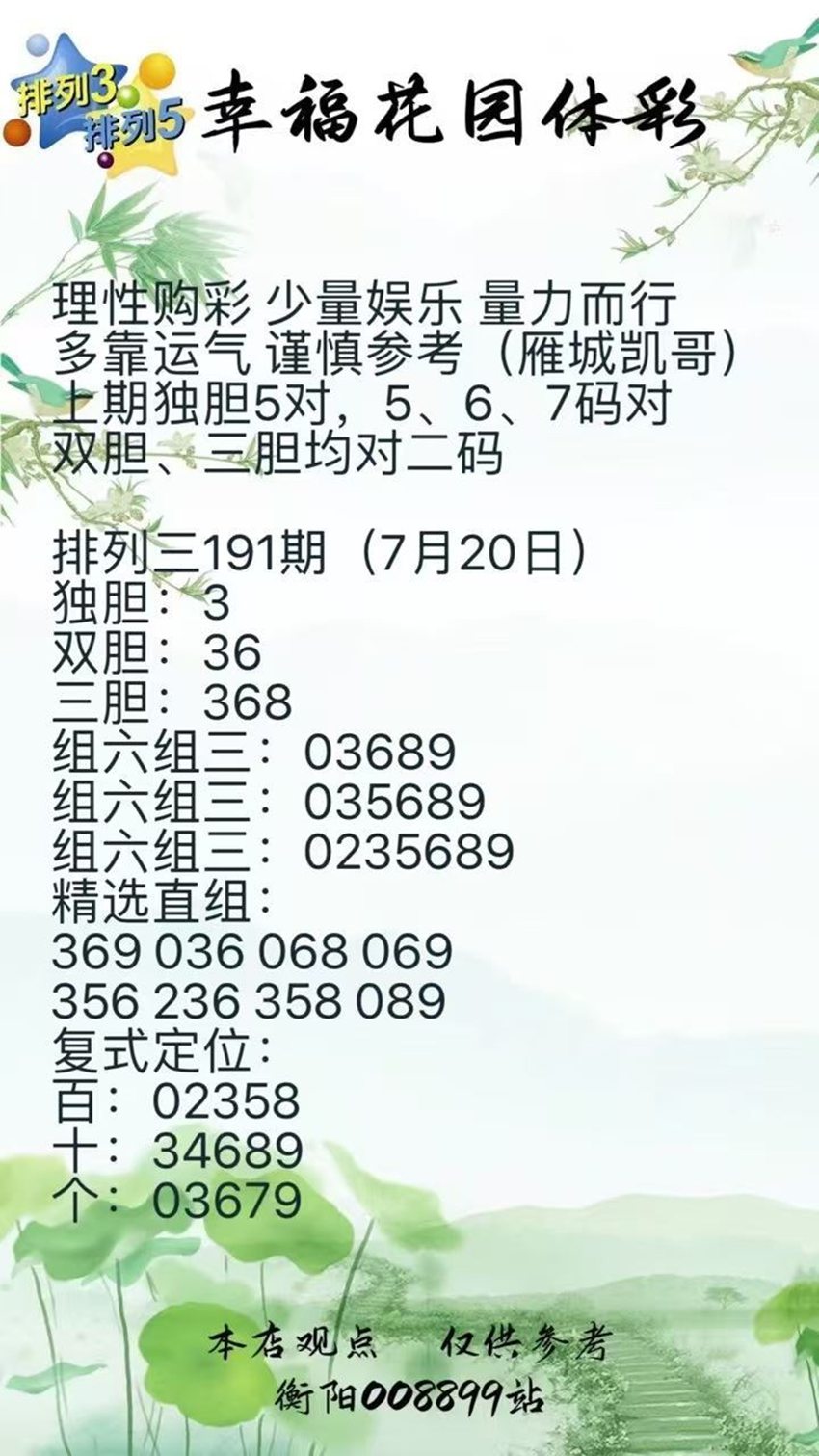 7.20排列三名家分享