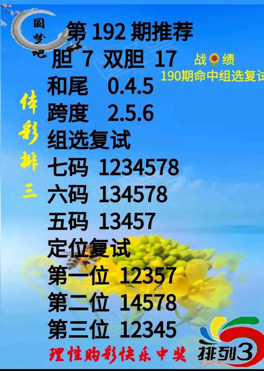 7.21排列三名家分享
