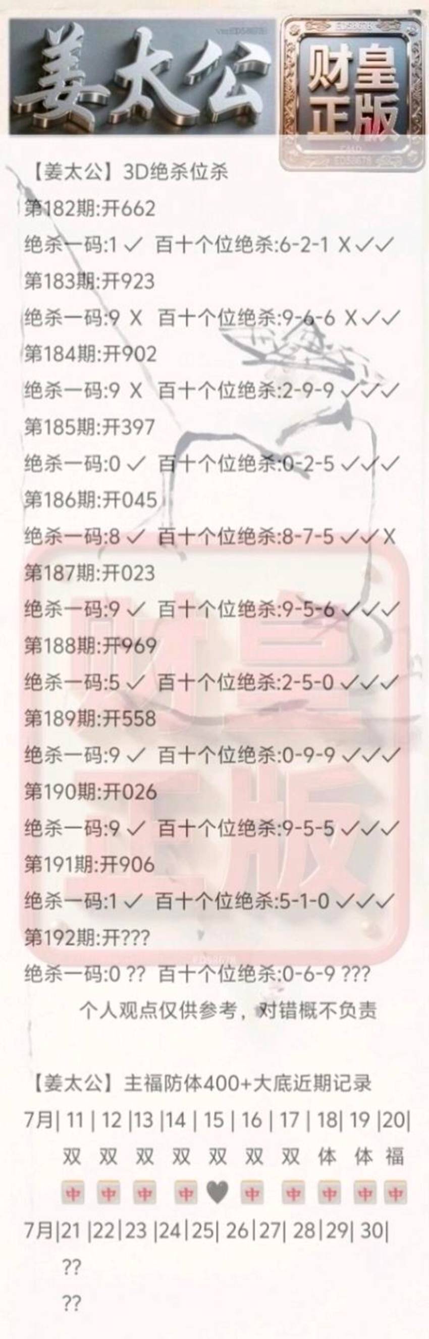 7.21福彩3D名家分享