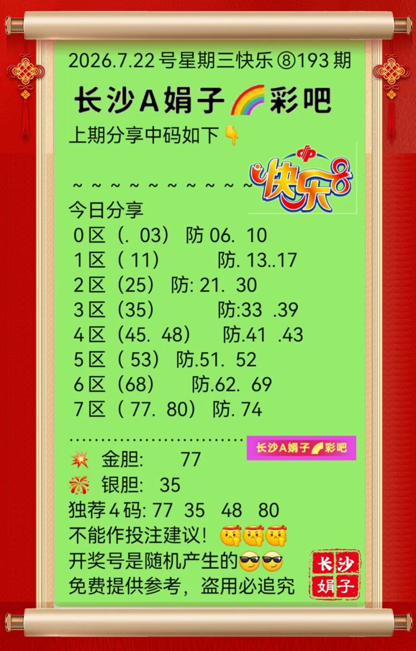 7.22快乐8名家分享