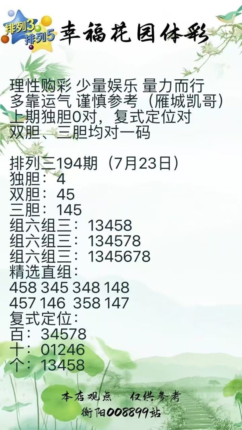 7.23排列三名家分享