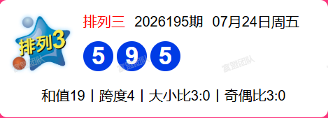 7.25排列三第2026196期分析推荐