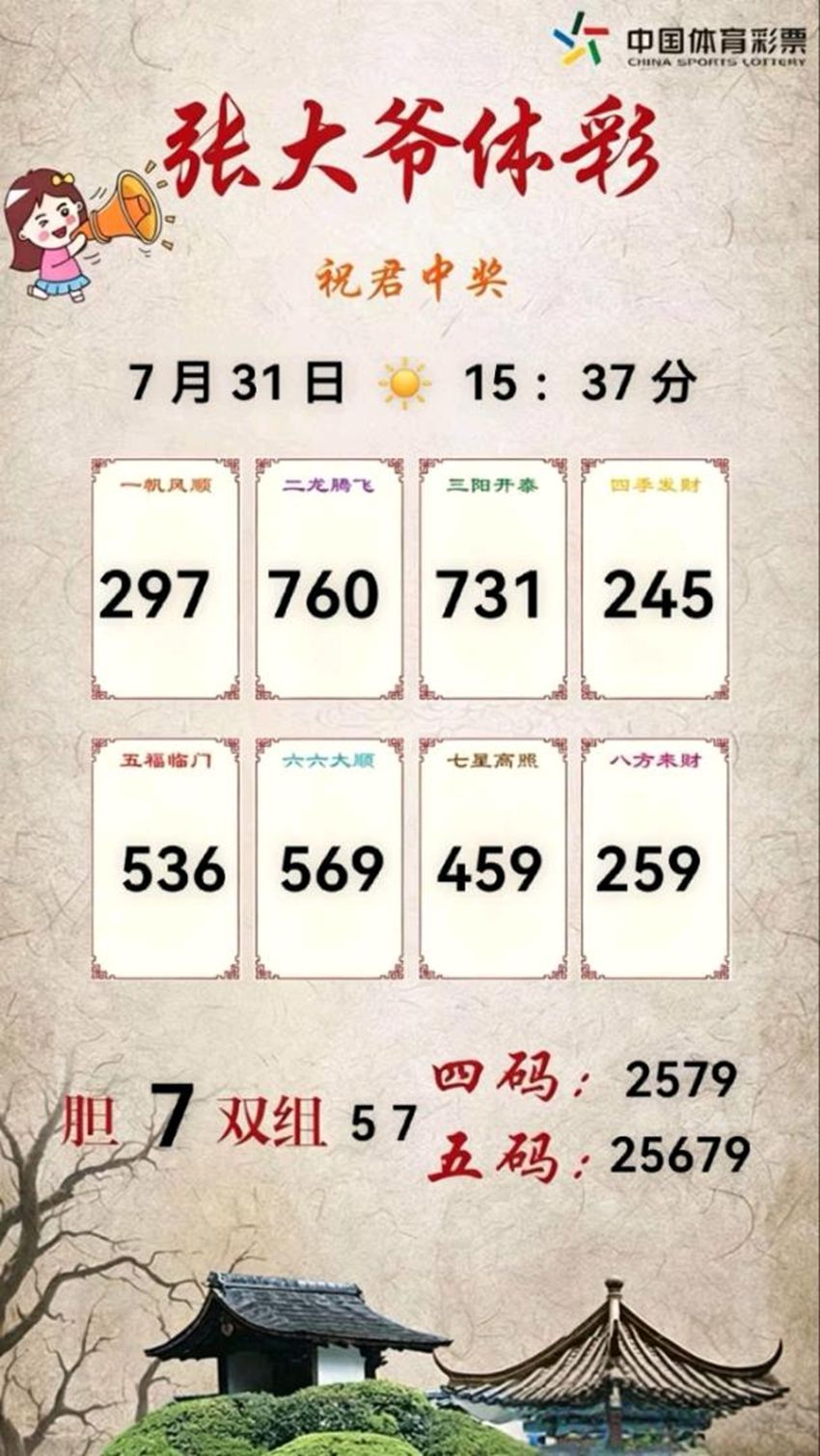 7.31排列三名家分享