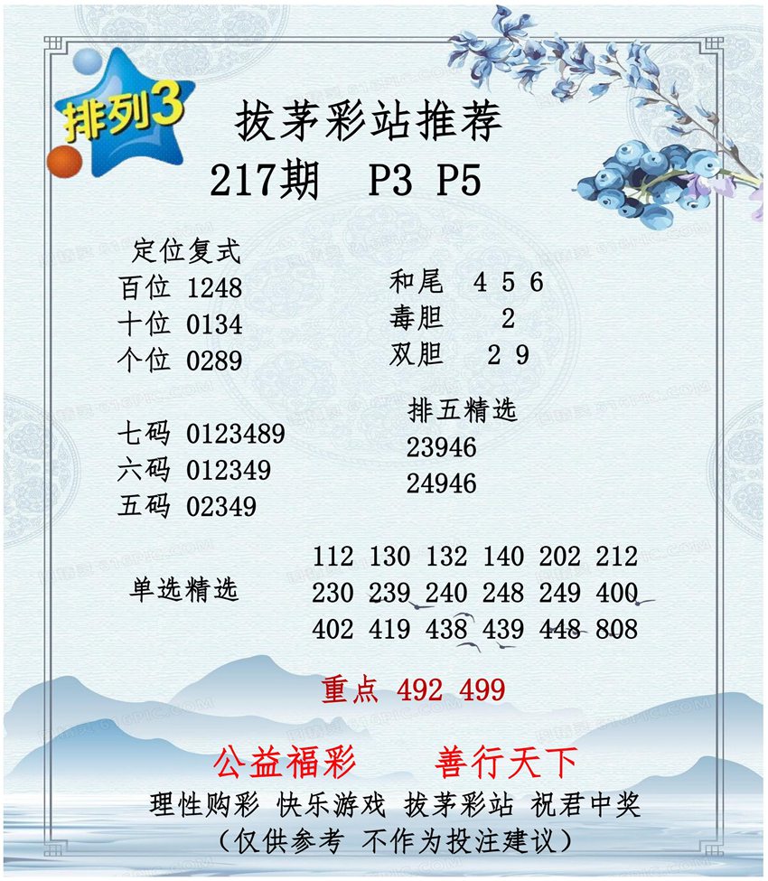 2026217期拔茅彩站排列三推荐