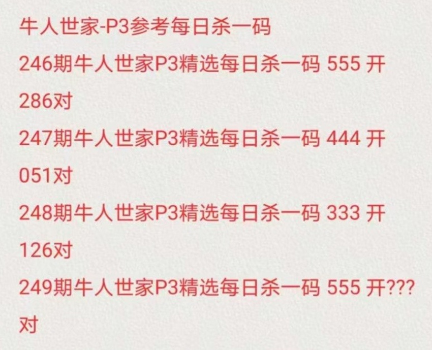 2026249期牛人世家排列三推荐