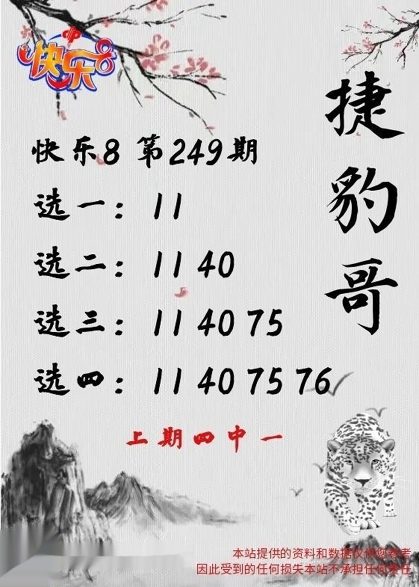 2026249期捷豹哥福彩快乐8分析推荐