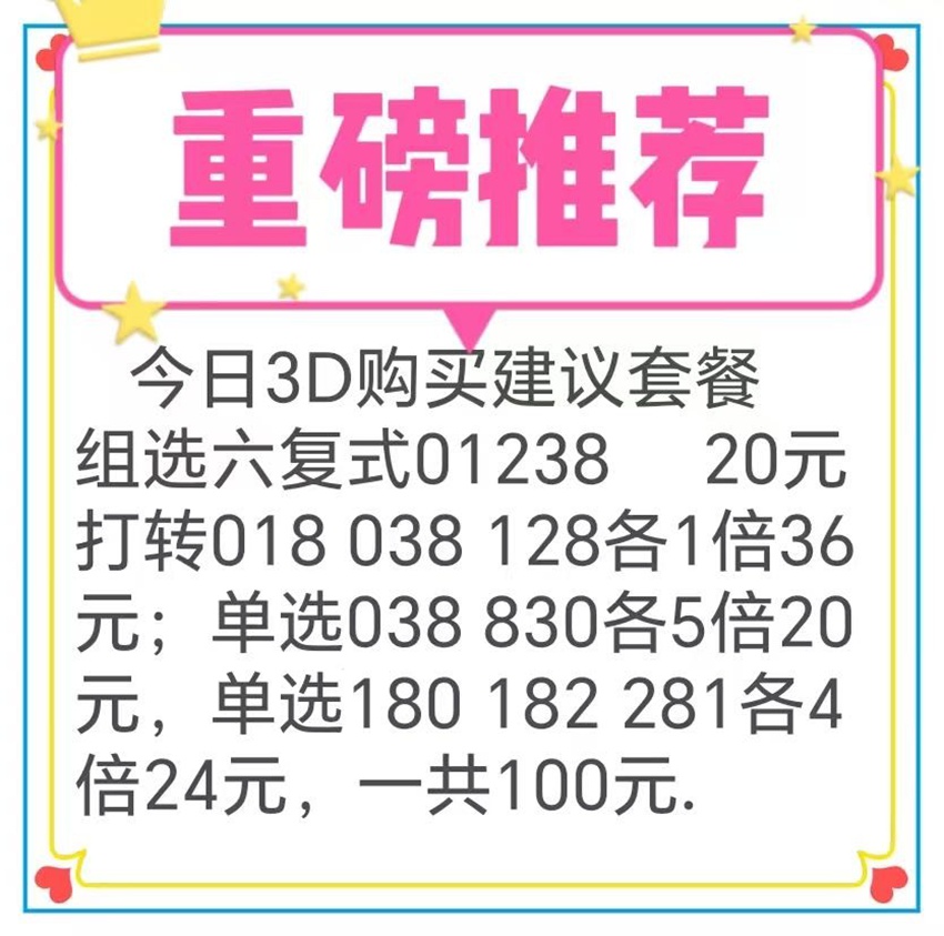 2026250期眺哥福彩3D分析推荐