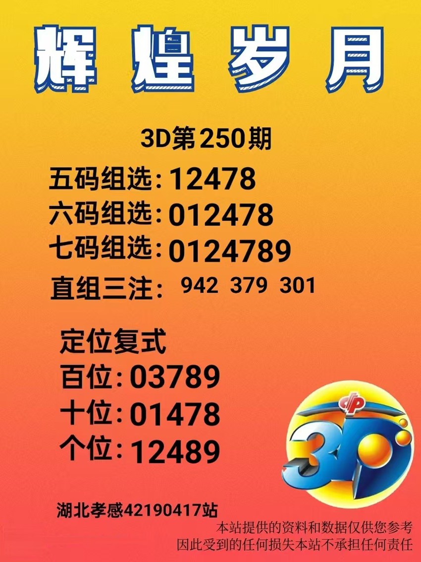 2026250期辉煌岁月福彩3D分析推荐