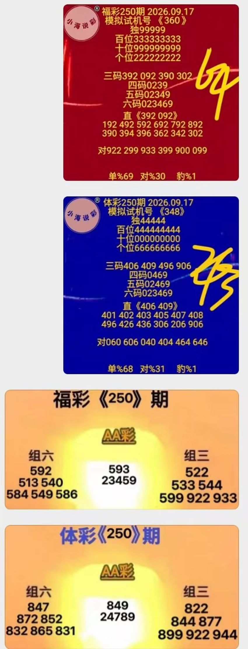 2026250期小海说彩排列三推荐