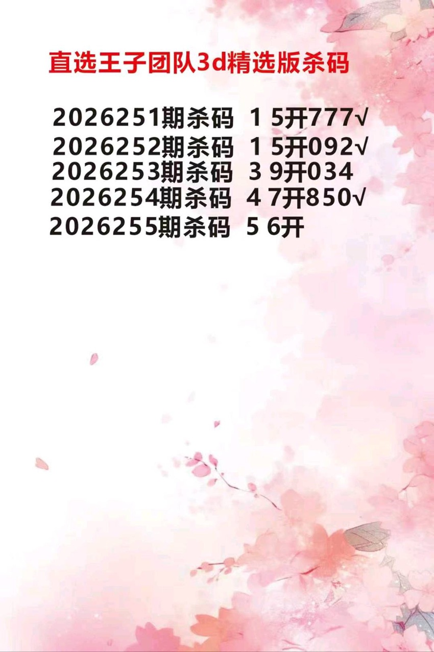 2026255期直选王子团队福彩3D分析推荐