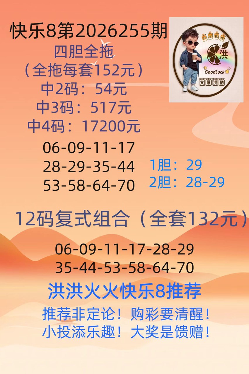2026255期洪洪火火福彩快乐8分析推荐